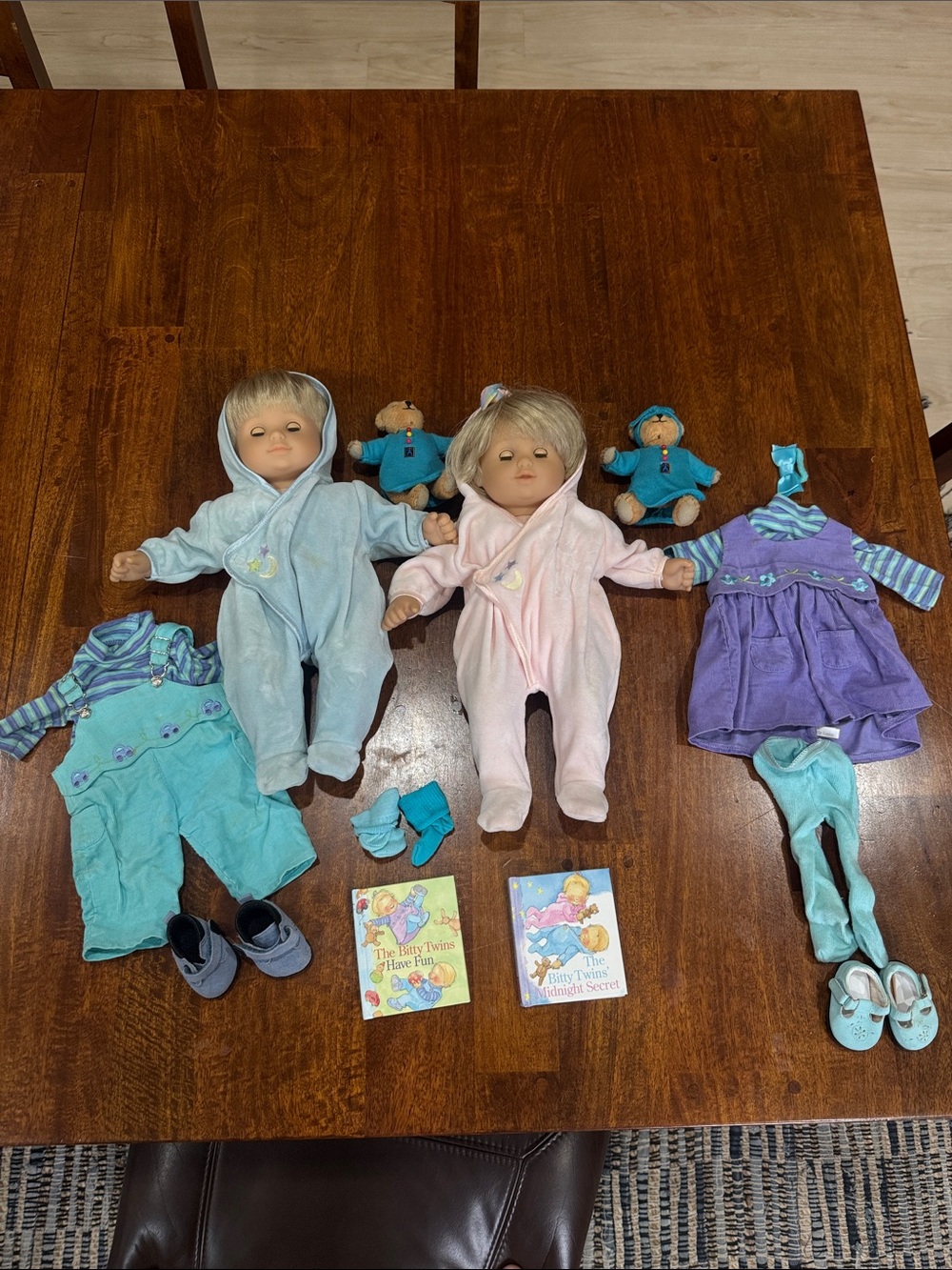 The Pleasant Company Original 2002 Bitty Twins with Sleep & Play Outfits